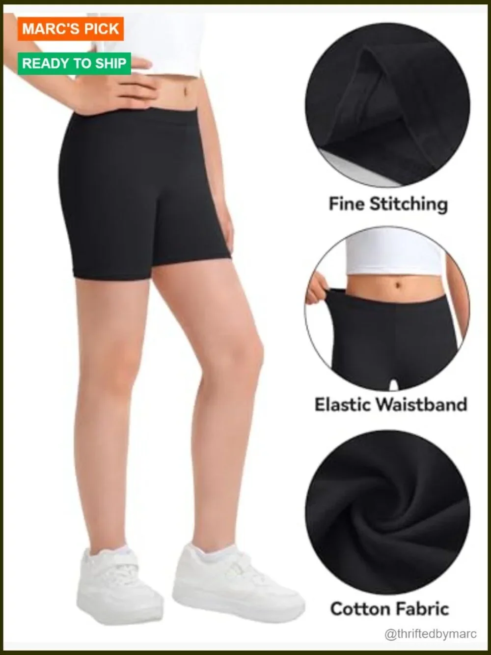 Girls Bike Shorts Cotton Cartwheel Dance Under Dress Shorts 3 Pack